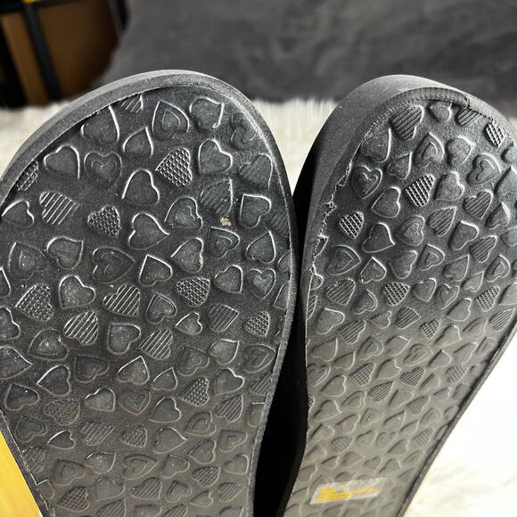 Brighton Bowie Wedge Flip Flops Womens Size 9 Black Bow with Bling Dressy Glam - Picture 12 of 14